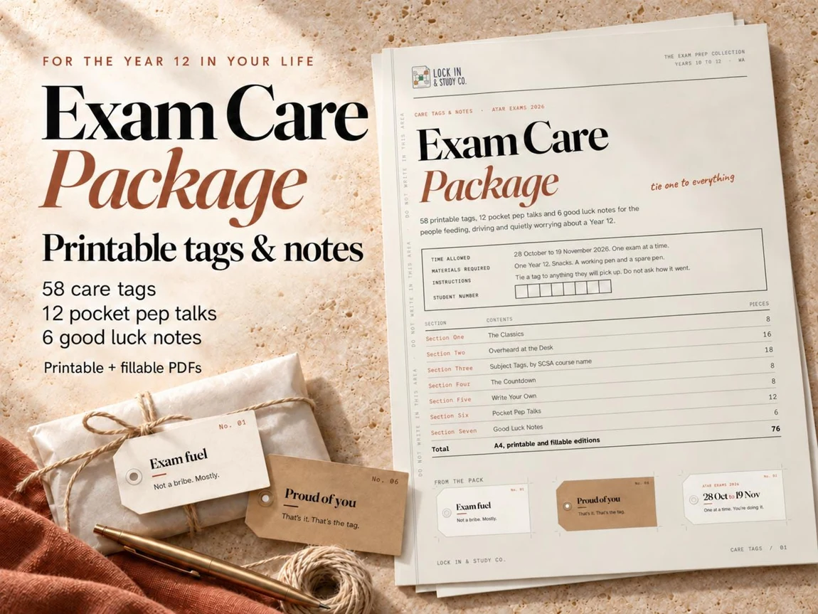 Exam Care Package Tags & Notes, listing photograph